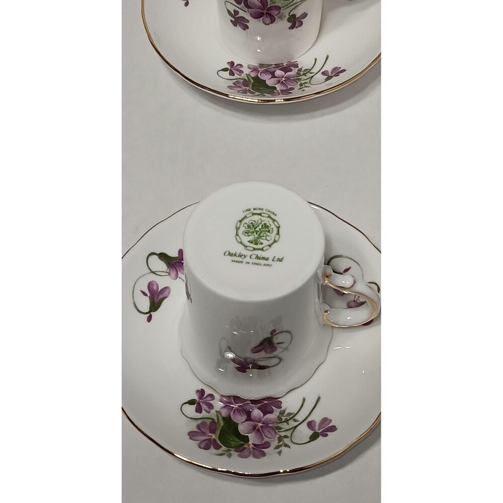Vintage Oakley China Violet Teacup & Saucer Set - Fine Bone China England - Picture 6 of 8